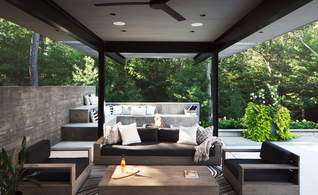 Modern Shaded Living Area, Pool Cabana and Outdoor Bar