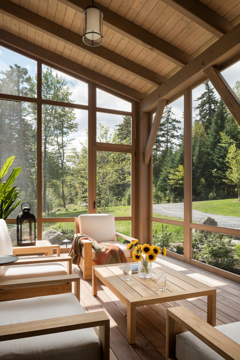 Mountain style front porch photo in Burlington by Cushman Design Group | Outdoor Photos | Porch | Landscaping | Landscape Design | Outdoor Living Space | Porch Design Ideas | Outdoor Living Space Ideas | Backyard Design