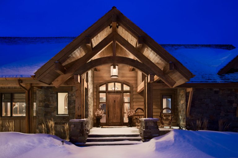 Mountain style front porch photo in Other with a roof extension by | Outdoor Photos | Porch | Landscaping | Landscape Design | Outdoor Living Space | Porch Design Ideas | Outdoor Living Space Ideas | Backyard Design