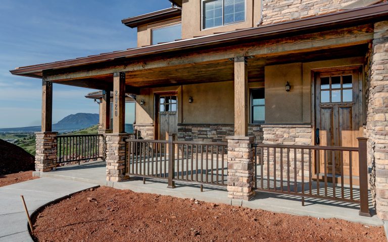 Mountain style porch idea in Denver by Genesis Custom Homes | Outdoor Photos | Porch | Landscaping | Landscape Design | Outdoor Living Space | Porch Design Ideas | Outdoor Living Space Ideas | Backyard Design