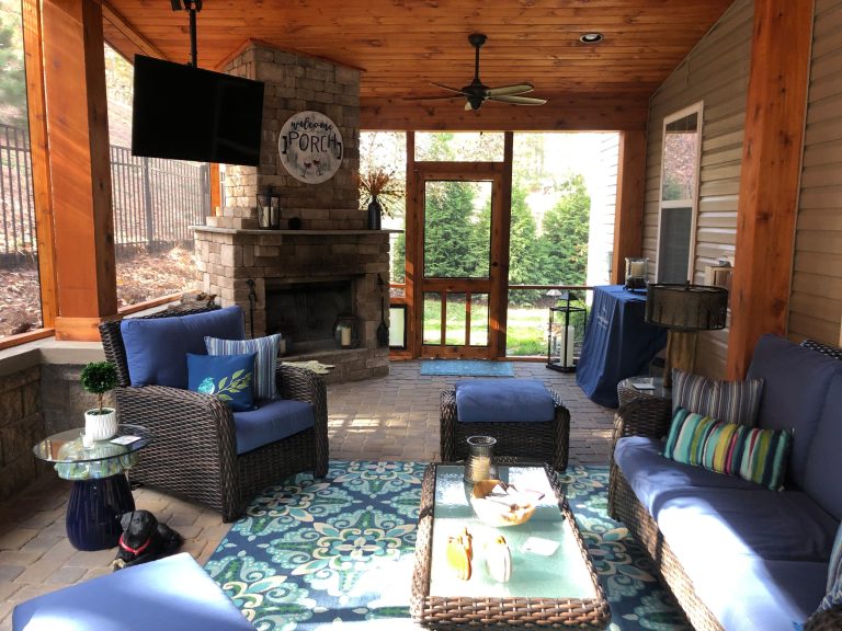 Mountain style porch photo in Charlotte by E&S General Construction Inc | Outdoor Photos | Porch | Landscaping | Landscape Design | Outdoor Living Space | Porch Design Ideas | Outdoor Living Space Ideas | Backyard Design