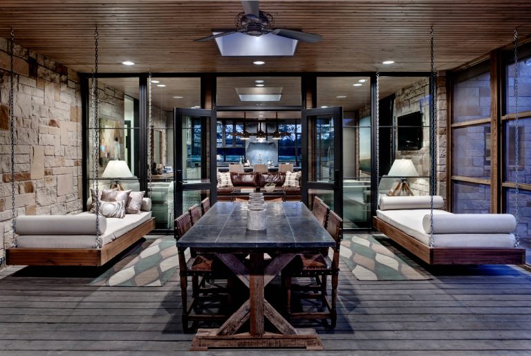 Mountain style porch photo in Dallas by Bentley Tibbs, AIA Architect | Outdoor Photos | Porch | Landscaping | Landscape Design | Outdoor Living Space | Porch Design Ideas | Outdoor Living Space Ideas | Backyard Design