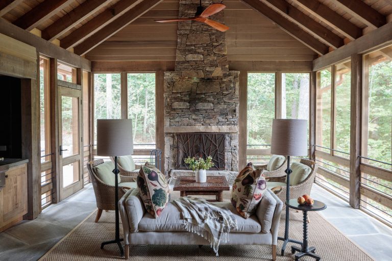 Mountain style tile porch photo in Other with a roof extension by | Outdoor Photos | Porch | Landscaping | Landscape Design | Outdoor Living Space | Porch Design Ideas | Outdoor Living Space Ideas | Backyard Design