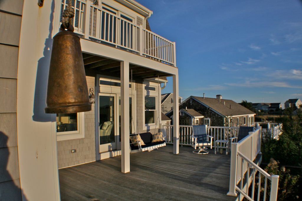 Multi level wood decks with brass bell
