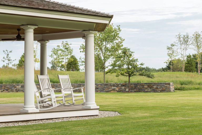 Ornate porch idea in Burlington with decking and a roof extension by Roundtree Construction | Outdoor Photos | Porch | Landscaping | Landscape Design | Outdoor Living Space | Porch Design Ideas | Outdoor Living Space Ideas | Backyard Design