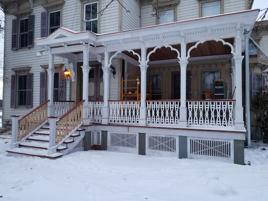 Ornate porch idea in New York by Vincentsen•Blasi Architecture, LLC | Outdoor Photos | Porch | Landscaping | Landscape Design | Outdoor Living Space | Porch Design Ideas | Outdoor Living Space Ideas | Backyard Design