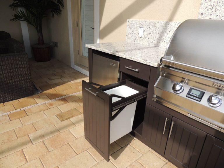 Outdoor Kitchen Design Center Roll out Waste Basket An outdoor kitchen might be just the ticket.
