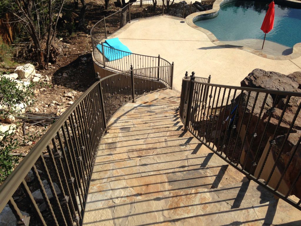 Outdoor kitchen deck - large modern backyard outdoor kitchen deck idea in Austin with no cover