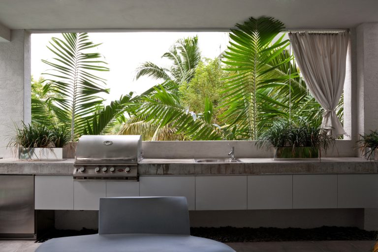 Outdoor kitchen for a modern luxury residence in Miami Beach, Florida.