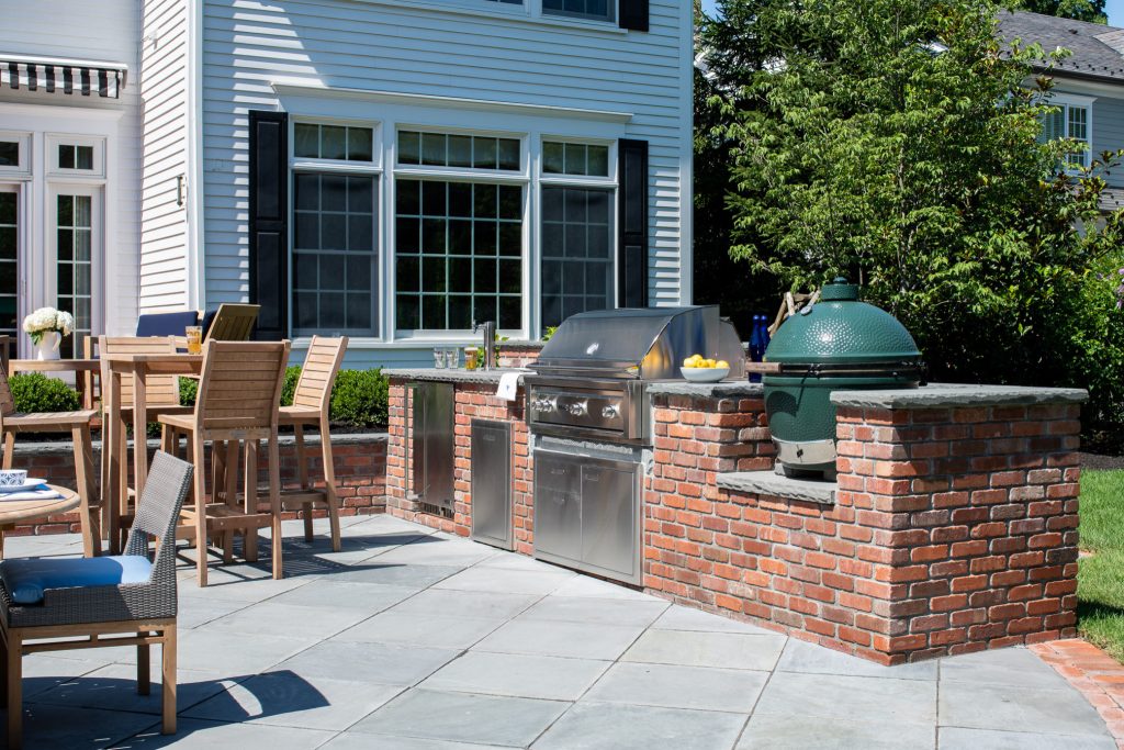 Outdoor kitchen with grill, beer tap and big green egg. Photo by Patricia Burke.