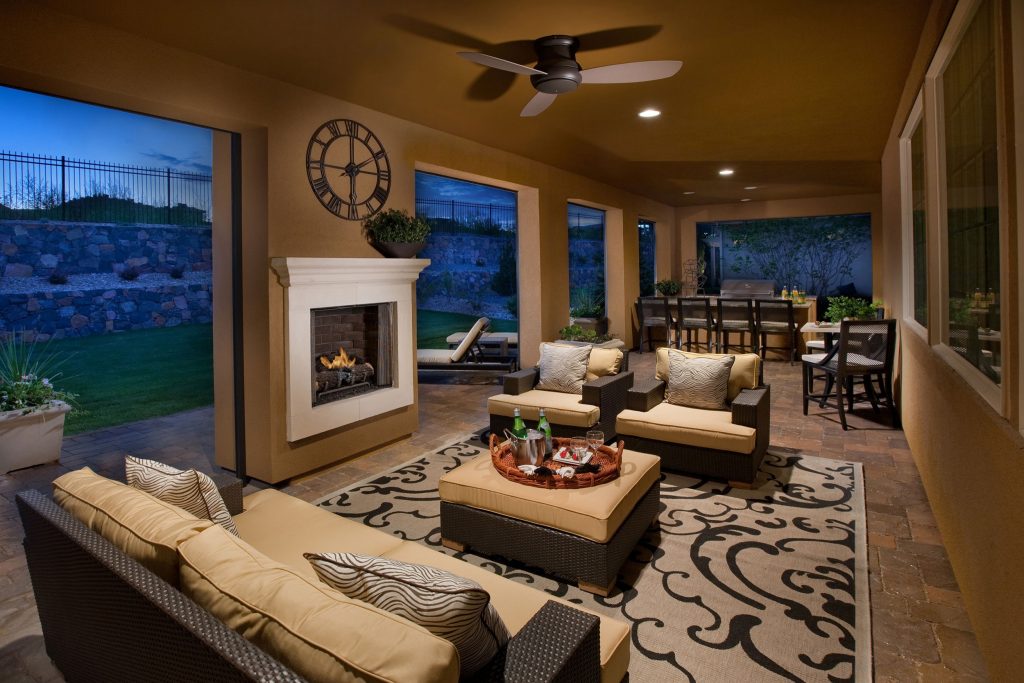 Outdoor living in Plan One in The Overlook at Heritage Hills in Lone Tree, CO.