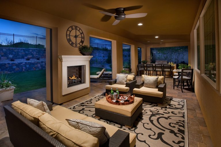 Outdoor living in Plan One in The Overlook at Heritage Hills in Lone Tree, CO.