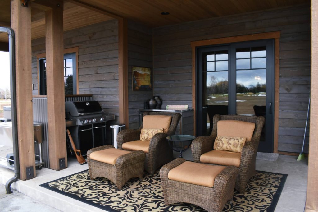 Outdoor living space off dining room in Manley Meadows