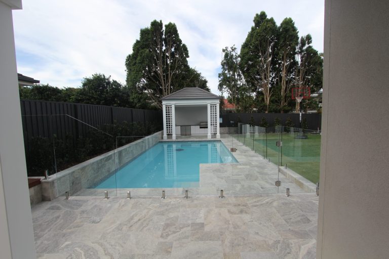 Outdoor seating, pool and garden and pool house