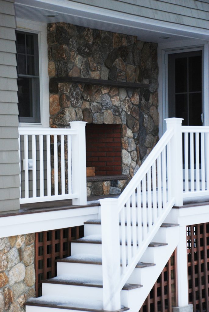 Outdoor wood burning fireplace