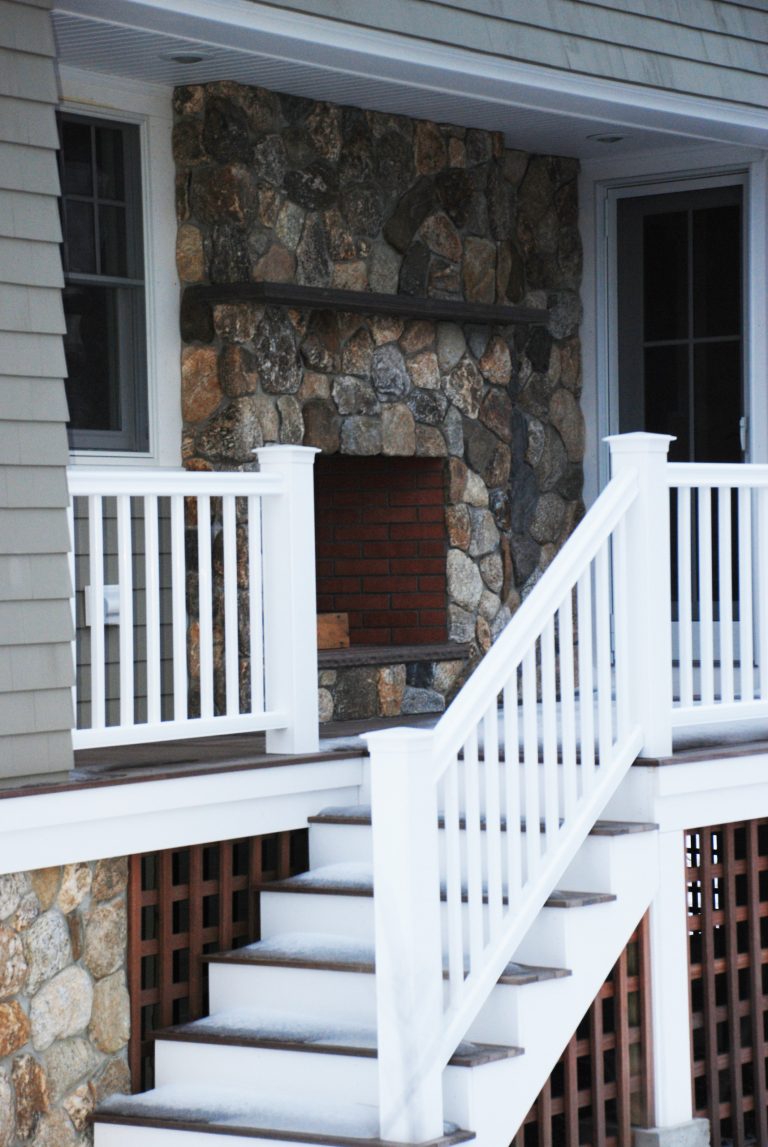 Outdoor wood burning fireplace