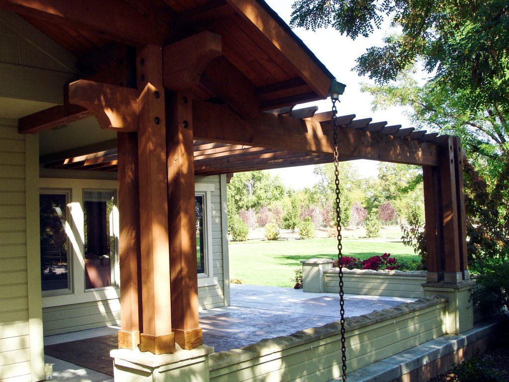 Outdoor wrap around patio with outdoor living space.