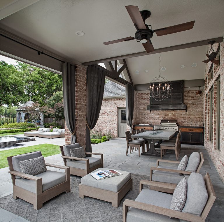 Overall view of the Loggia & Garden capturing the layering of various programmatic spaces.