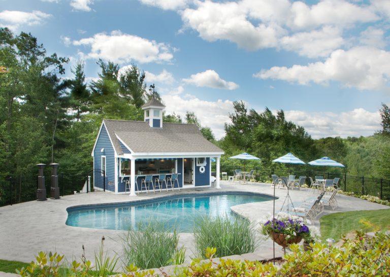 Patio kitchen - large traditional backyard stone patio kitchen idea in Manchester with a gazebo
