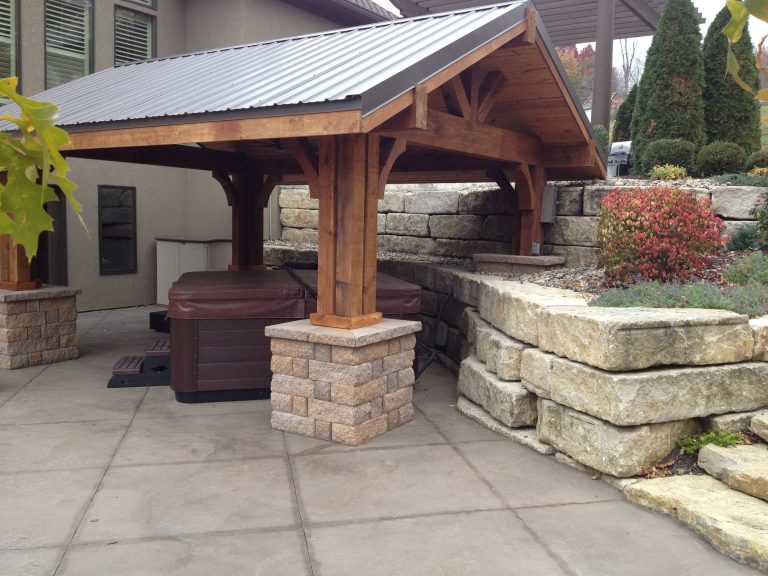 Patio kitchen - transitional concrete patio kitchen idea in Kansas City with a gazebo