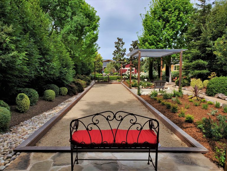 Photo of a mid-sized farmhouse partial sun backyard gravel outdoor sport court in San Francisco for summer.