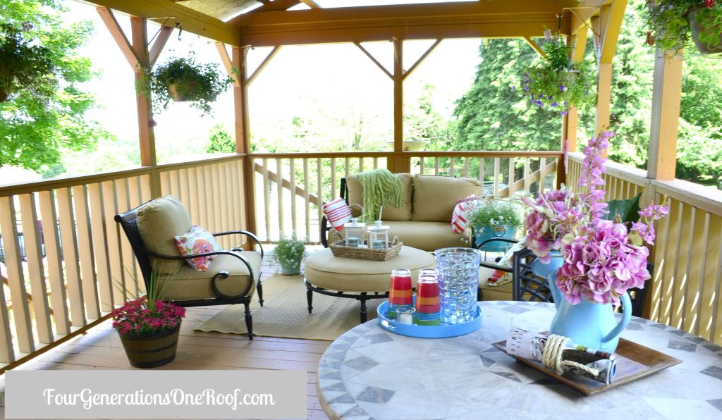 Pink and Orange deck via Jessica @ fourgenerationsoneroof.com