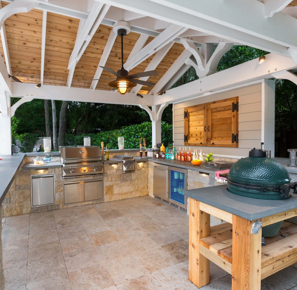 Pool - large craftsman backyard rectangular lap pool idea in Jacksonville