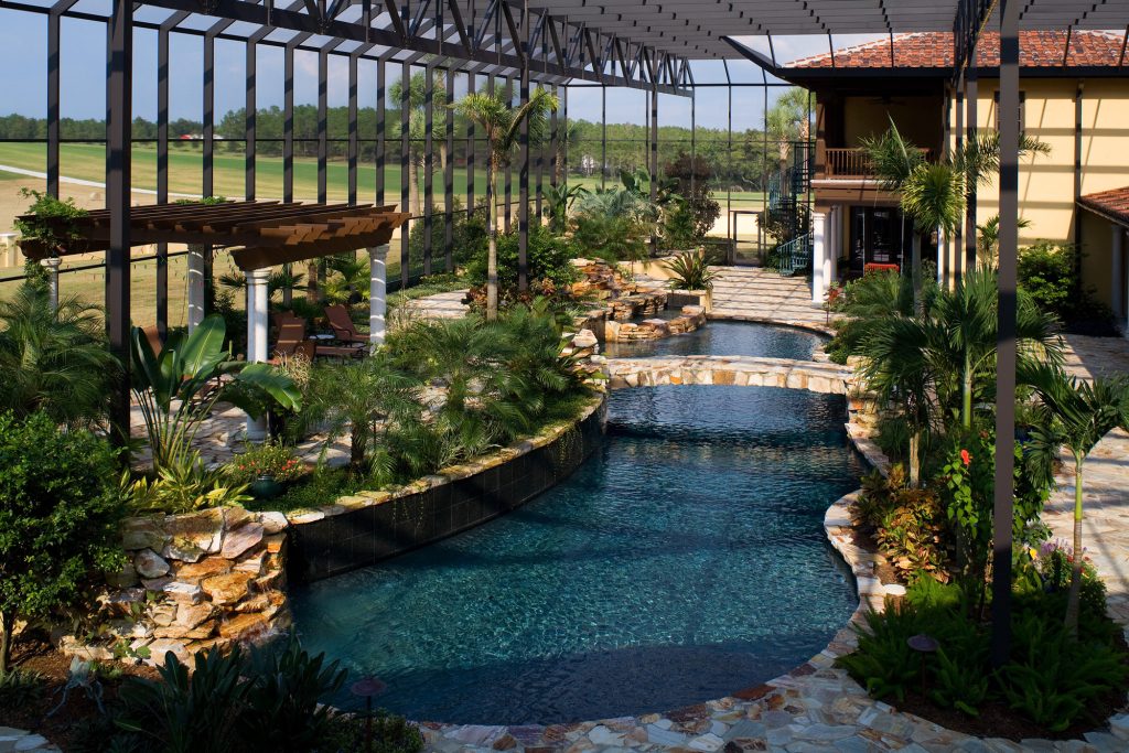 Pool - mediterranean indoor custom-shaped pool idea in Tampa