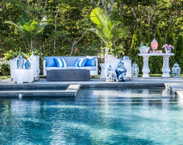 Pool space at the Hampton Designer Showhouse 2016, all items courtesy of Frontgate. Photo | Alan Barry Photography