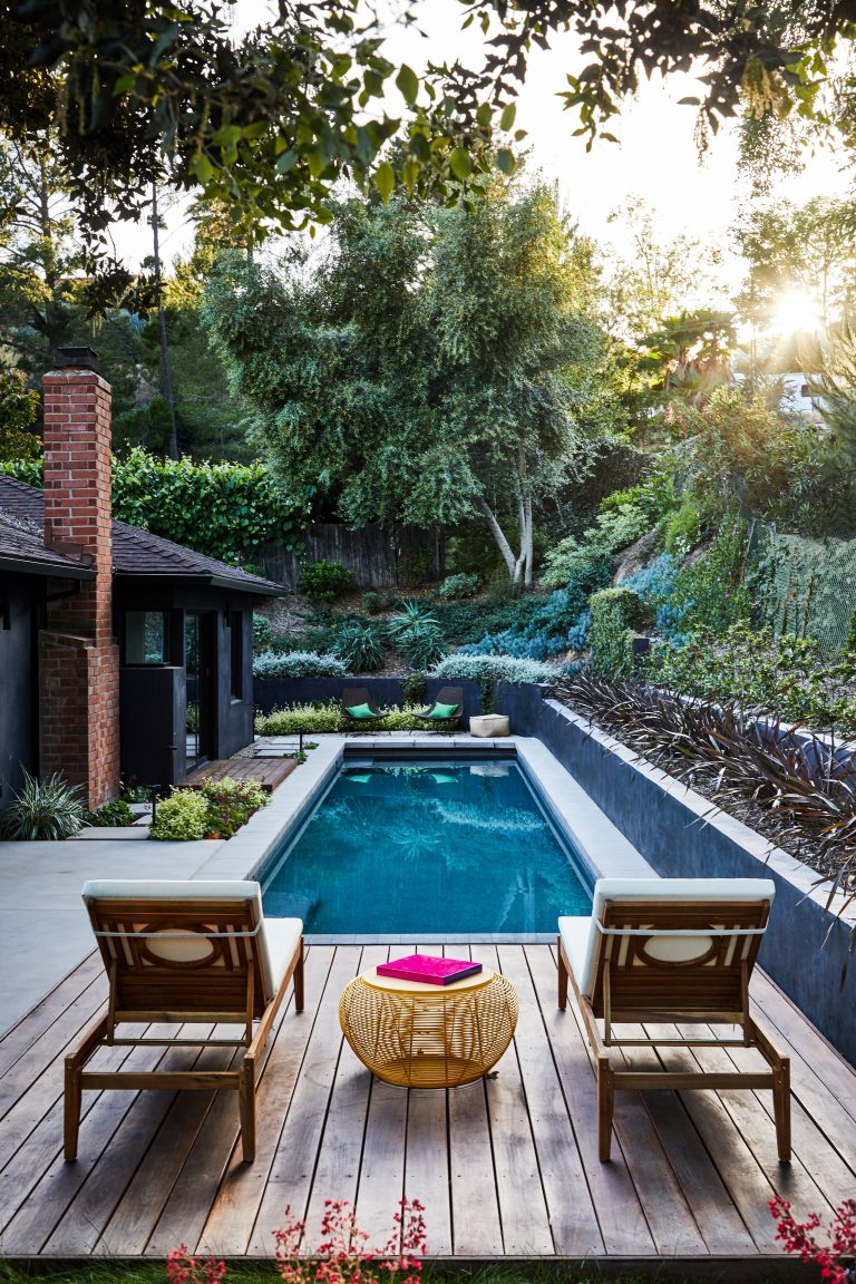 Poolside at backyard Landscape design by Meg Rushing Coffee Photo by Dan Arnold