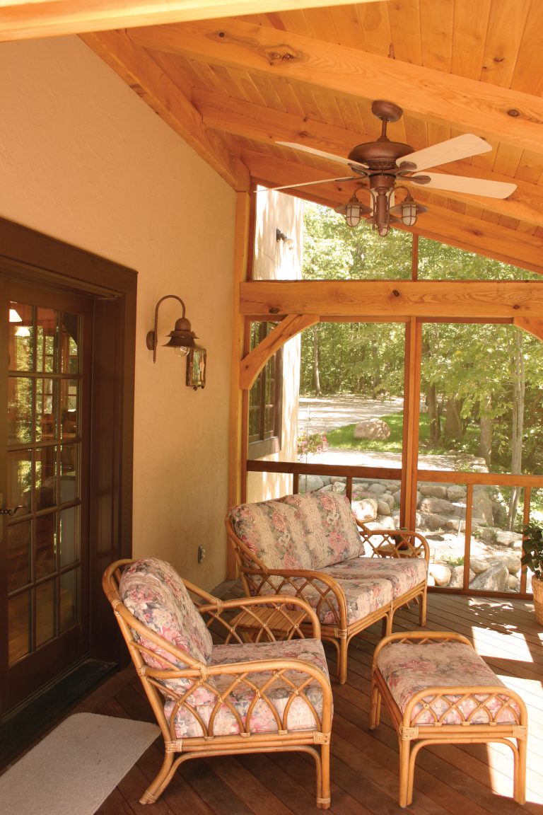 Porch photo in Minneapolis by BLUE OX TIMBER FRAMES | Outdoor Photos | Porch | Landscaping | Landscape Design | Outdoor Living Space | Porch Design Ideas | Outdoor Living Space Ideas | Backyard Design