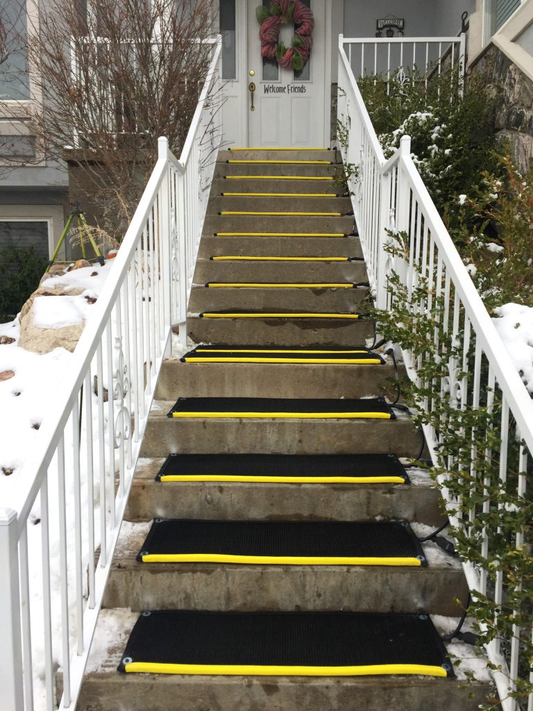 Portable Snow Melting Stair Treads.