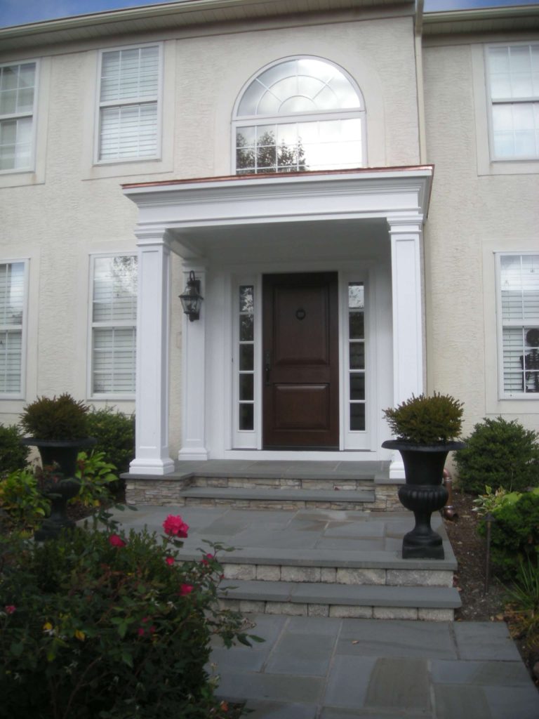 Portico addition with copper roof. Project located in Ambler, Montgomery County, PA.