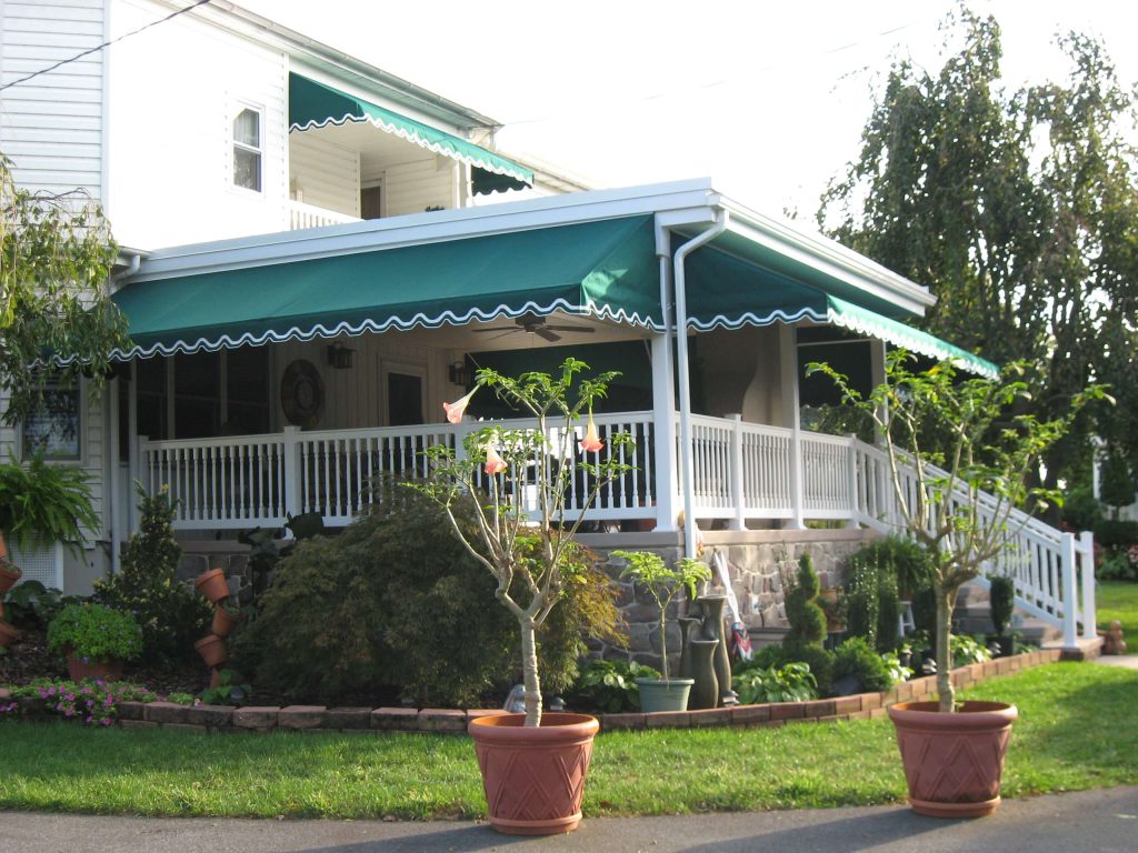 Protect and enhance any porch with an awning. All awnings are sewn and manufactured at our shop by experienced professionals using only the finest materials, piping and hardware available. by Kreider's Canvas Service, Inc. | Outdoor Photos | Porch | Landscaping | Landscape Design | Outdoor Living Space | Porch Design Ideas | Outdoor Living Space Ideas | Backyard Design