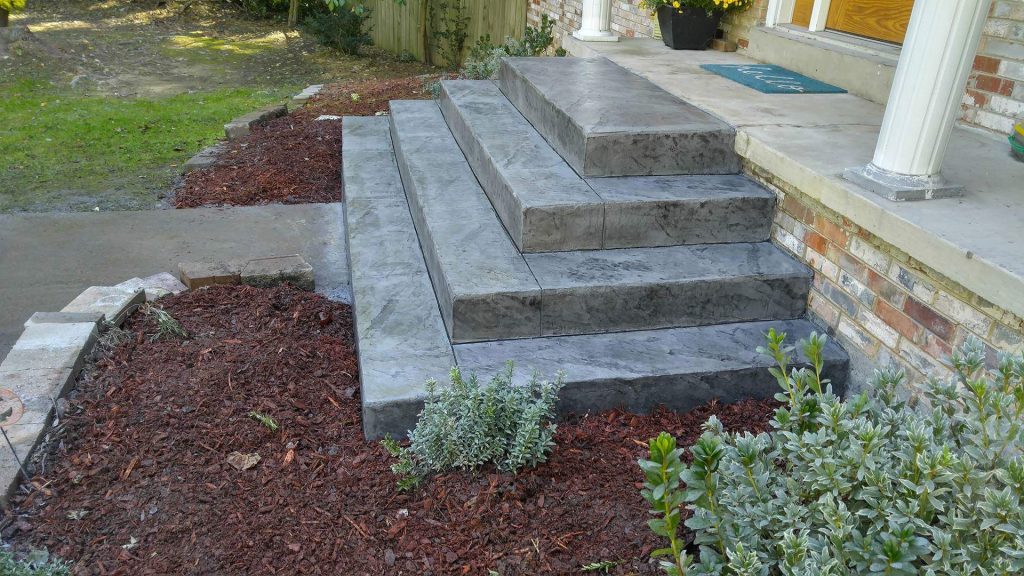 Pyramid style concrete steps.