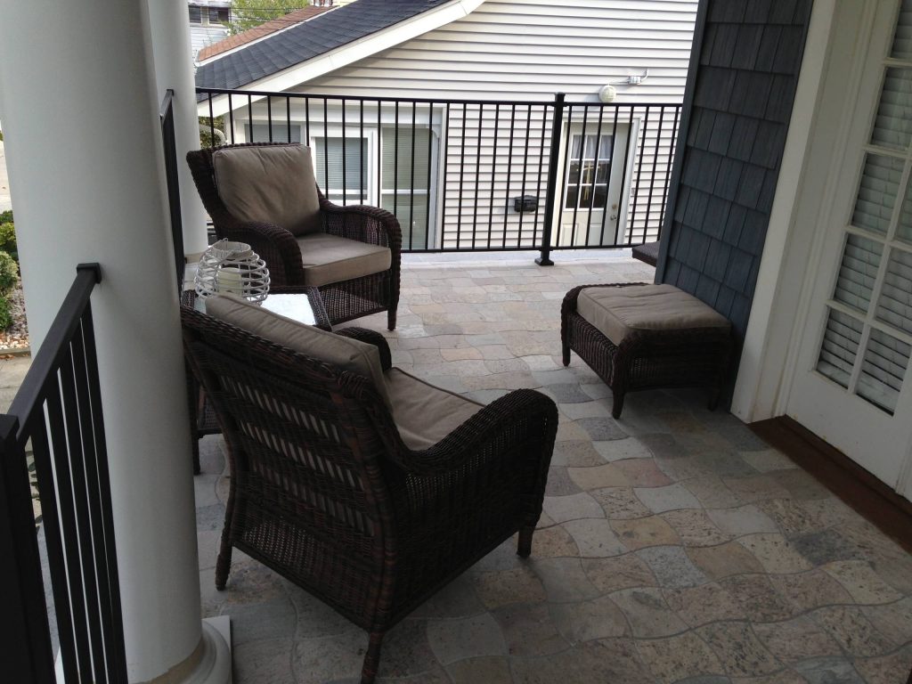 Recycled Granite pavers on open wrap around porch.