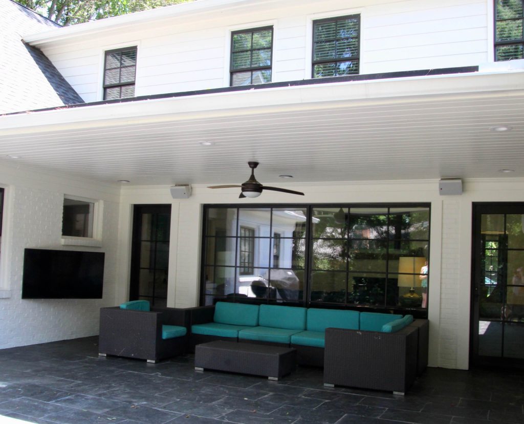 Renovated Rear Covered Porch. A new beam was added and the Existing Columns were removed to create a very nice open space for great outdoor living.