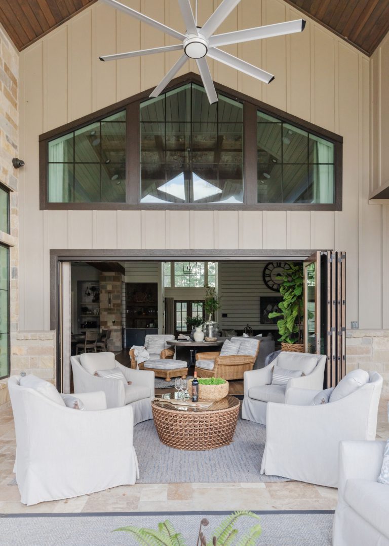Screened in back porch with access through gorgeous Marvin accordian door unit.