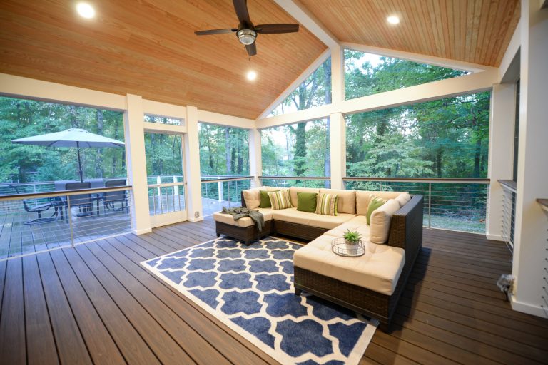 Screened-in porch idea in DC Metro with decking by Phoenix Home Services | Outdoor Photos | Porch | Landscaping | Landscape Design | Outdoor Living Space | Porch Design Ideas | Outdoor Living Space Ideas | Backyard Design