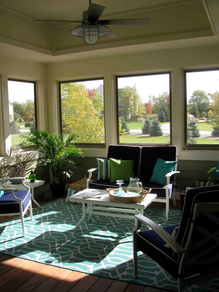 Screened in porch with outdoor speakers, both on porch and outside on patio!