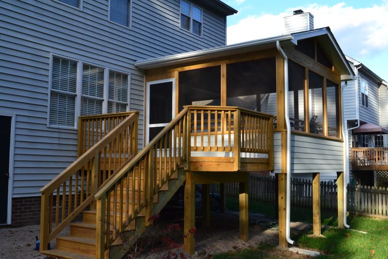 Screened porch and Deck addition on Raleigh, NC home. Premium No.1 decking boards and hardi exterior.