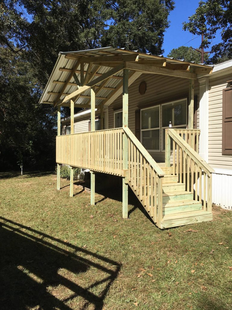 Small classic back porch idea in Other with decking and a roof extension by Superior Fence and Deck | Outdoor Photos | Porch | Landscaping | Landscape Design | Outdoor Living Space | Porch Design Ideas | Outdoor Living Space Ideas | Backyard Design