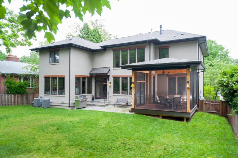 Small trendy screened-in back porch idea in DC Metro with decking by Design Builders, Inc. | Outdoor Photos | Porch | Landscaping | Landscape Design | Outdoor Living Space | Porch Design Ideas | Outdoor Living Space Ideas | Backyard Design