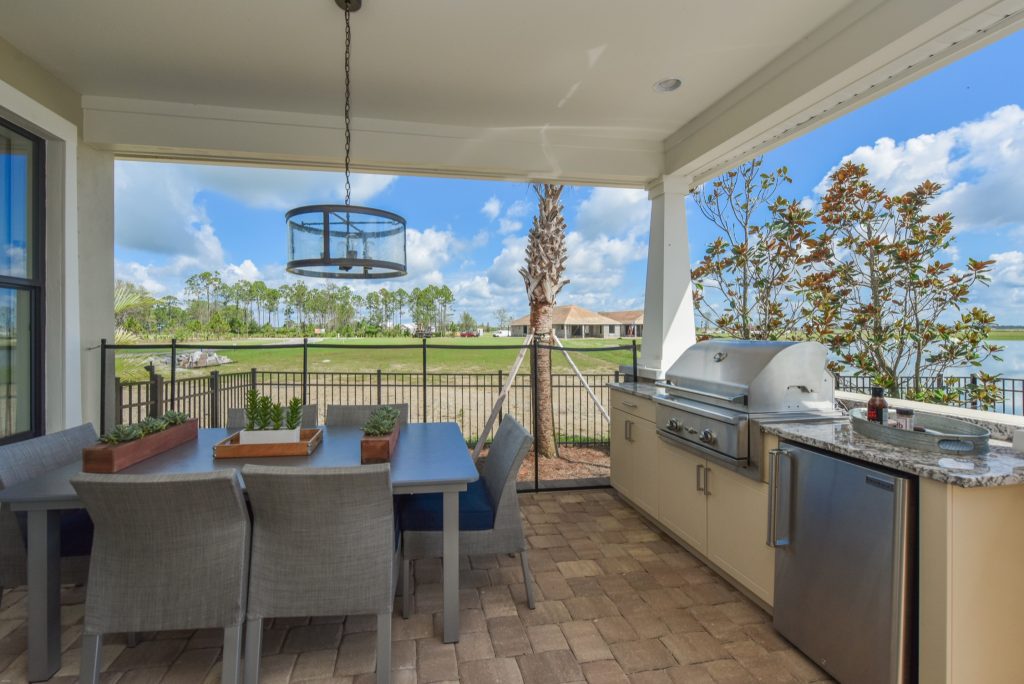The Jade - Homes by Towne at Babcock Ranch Lanai with Summer Kitchen