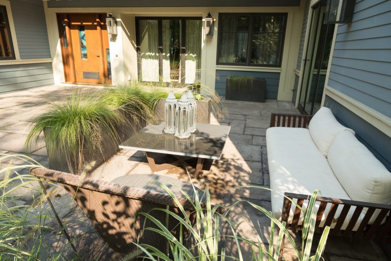 The entry courtyard offers lounging opportunities photography by Tyler Mallory - www.tylermallory.com