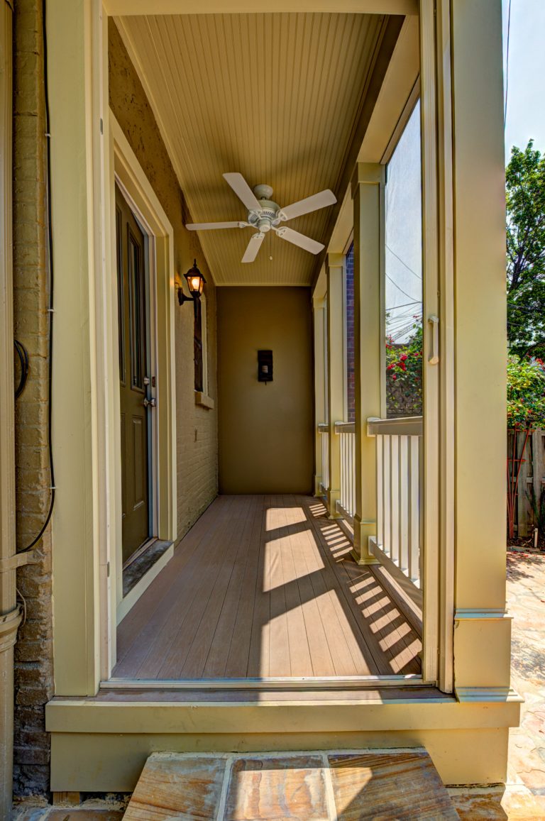 The existing porch was screened-in and a fan was added to make the space more comfortable. Now our clients can enjoy the flow of fresh air into the kitchen. by Synergy Design & Construction | Outdoor Photos | Porch | Landscaping | Landscape Design | Outdoor Living Space | Porch Design Ideas | Outdoor Living Space Ideas | Backyard Design