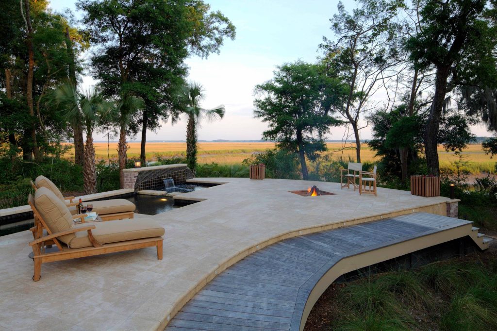 The fire pit has a top so you don;t have to worry about anyone falling in when it is not in use.