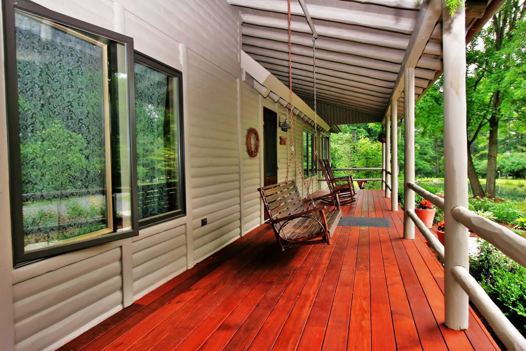 The front porch also recieved a huge upgrade when it was remodeled with Ipe hardwood
