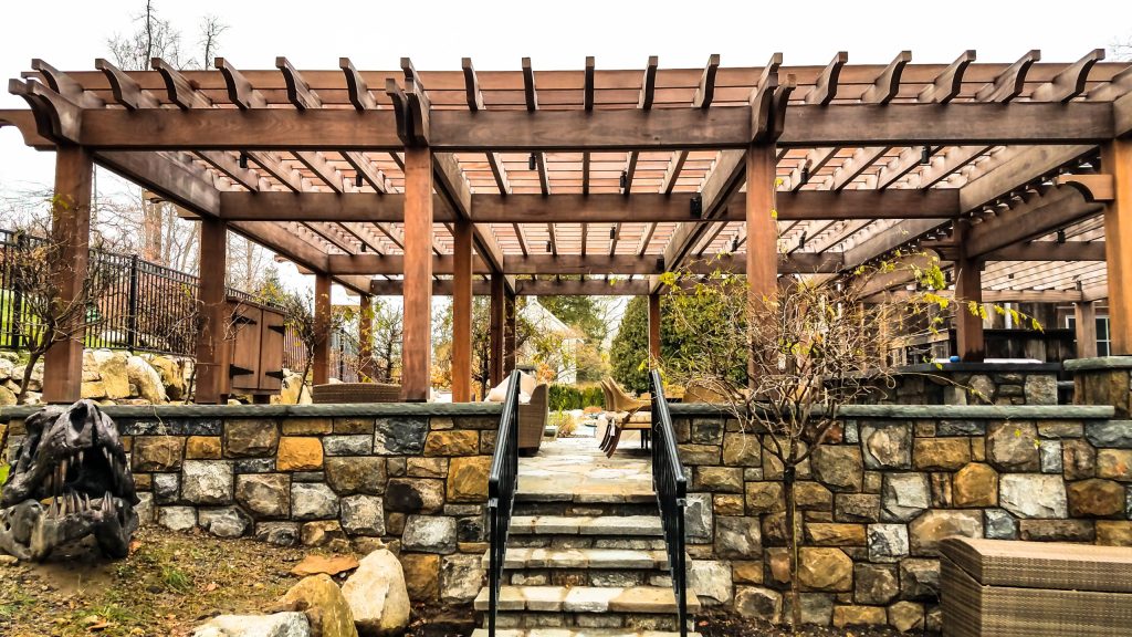 The mighty ipe pergola.... and T-Rex.