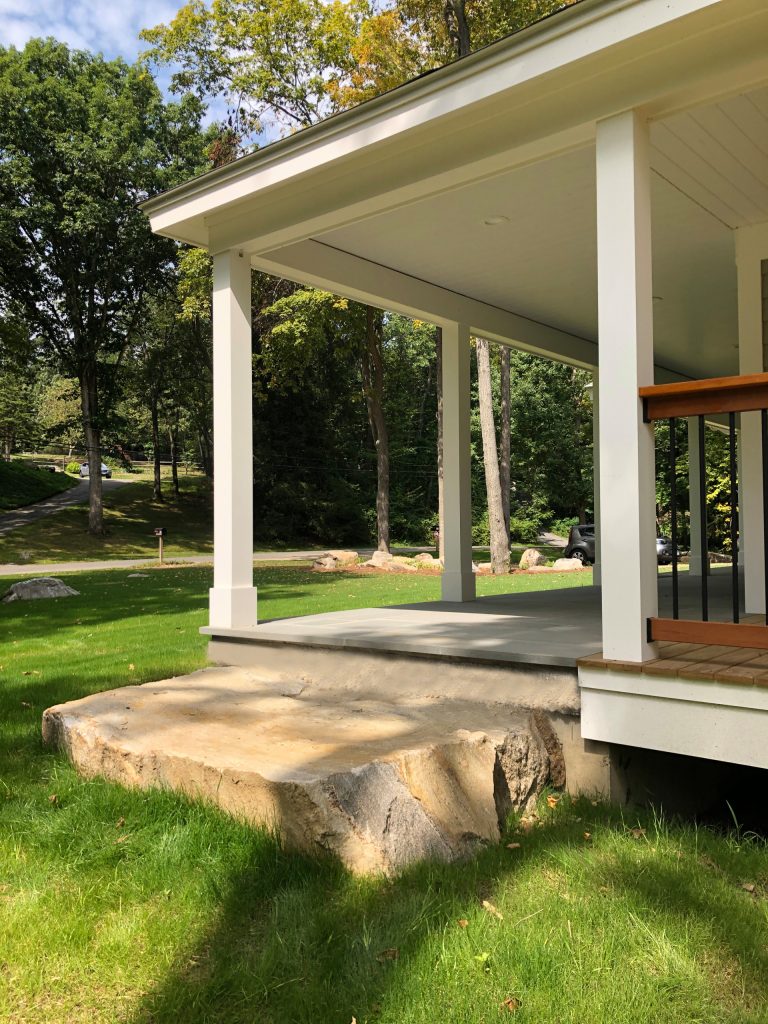 The natural stone step was found on site.